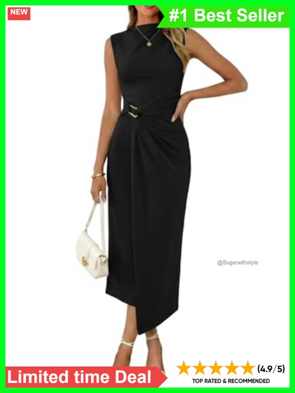 Mock Neck Ribbed Knit Ruched Bodycon Midi Dress